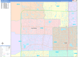 Coral Springs Wall Map Color Cast Style 2024